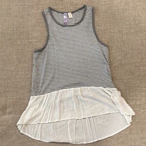 Alya Gray and White Striped Tank Top